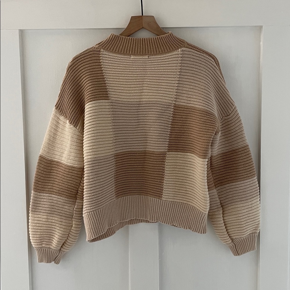 Peppermayo Tulum Nights Neutral Patchwork Knit Ch… - image 3